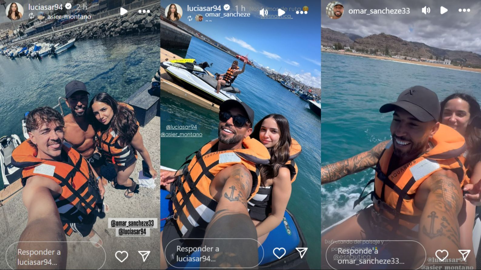 Omar Sánchez y Lucía Sánchez haciendo un plan en moto acuática