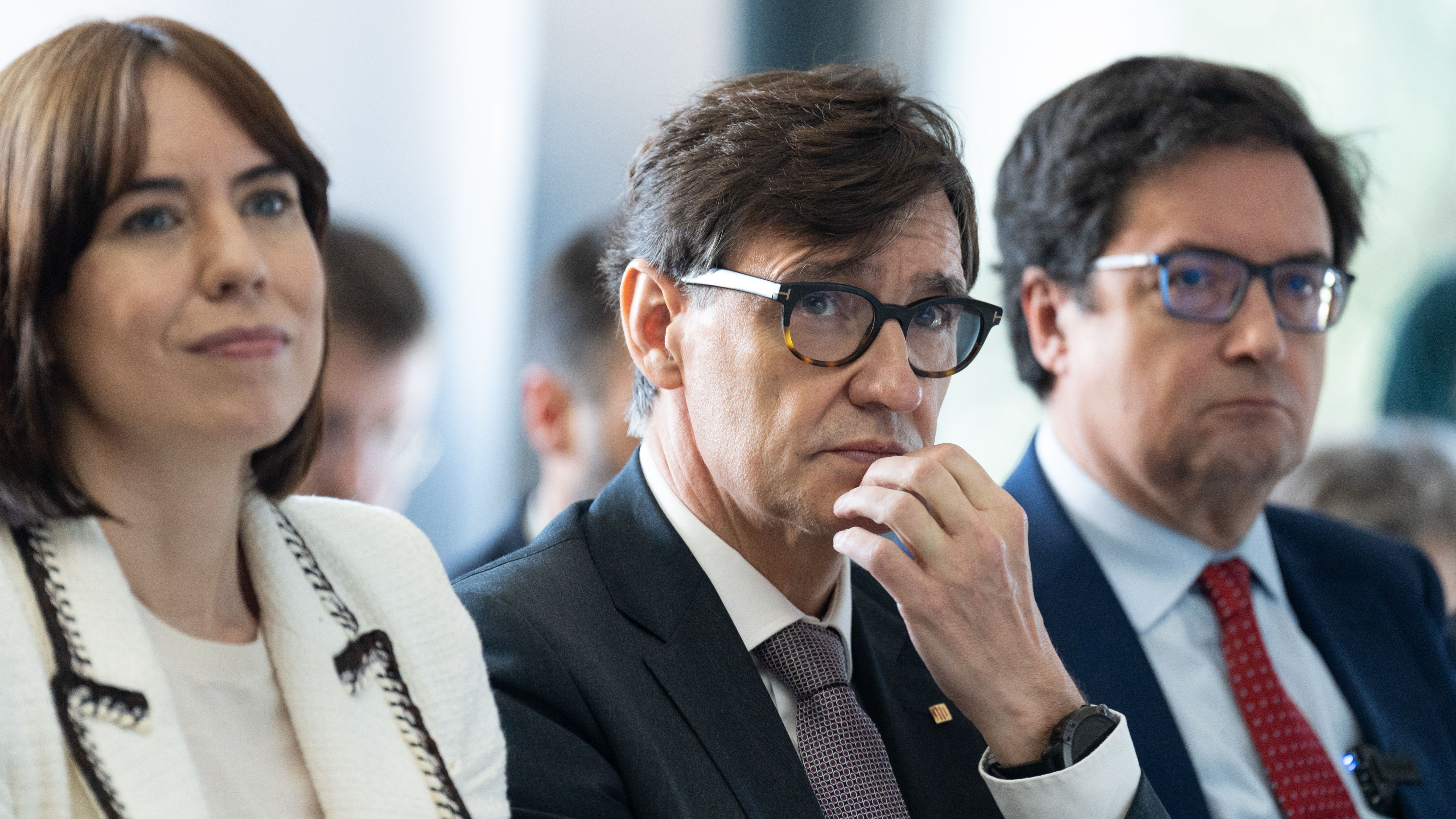 Diana Morant, Salvador Illa y Óscar López durante la presentación del ordenador cuántico MareNostrum-Ona