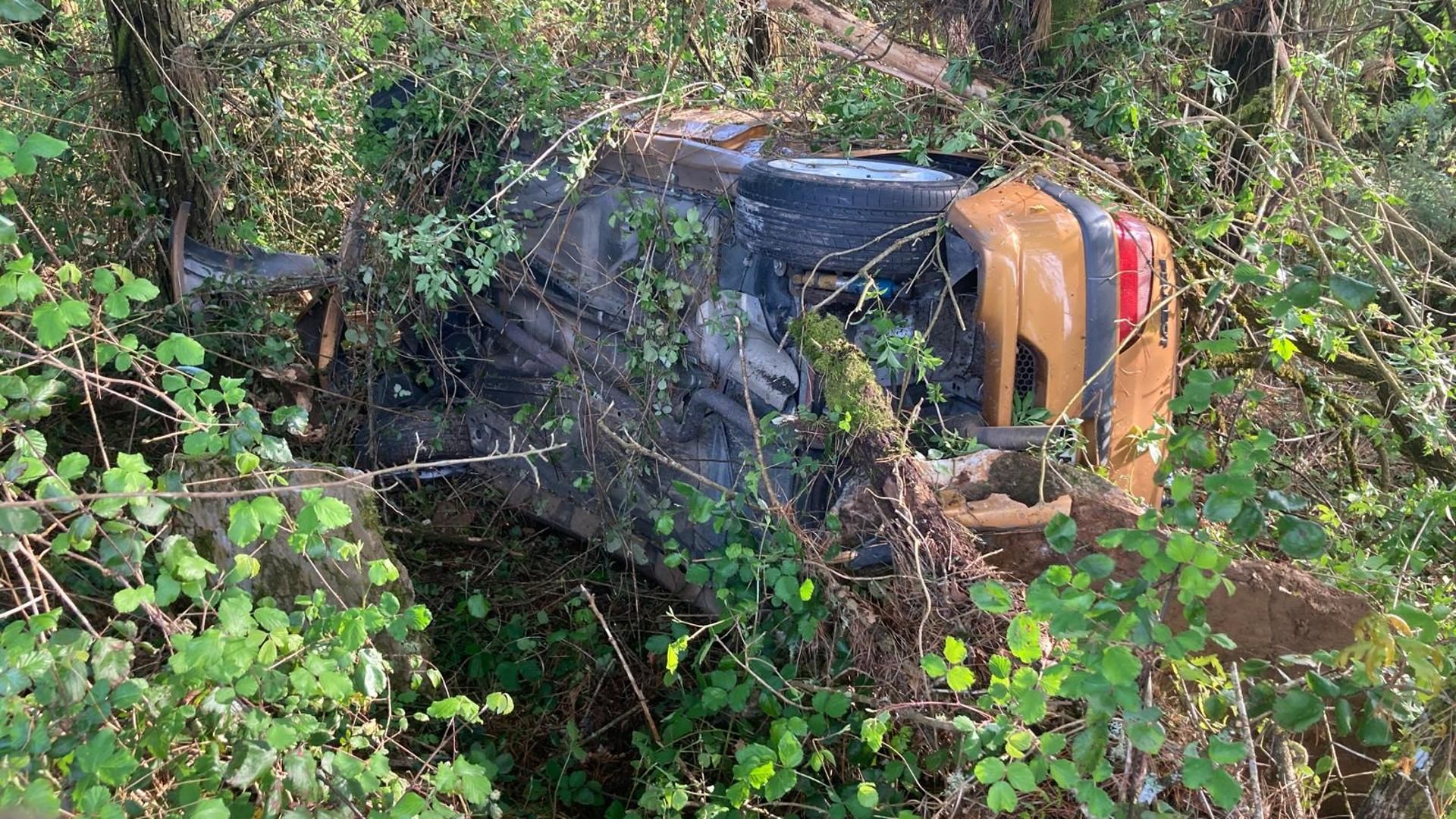 Así quedó el vehículo implicado en el accidente de Xermade, en Lugo