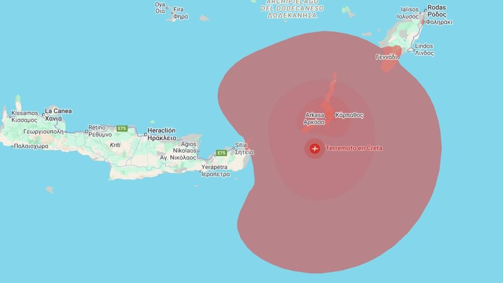 Imagen del servicio Geológico de Estados Unidos de la zona dónde se sintió el seísmo