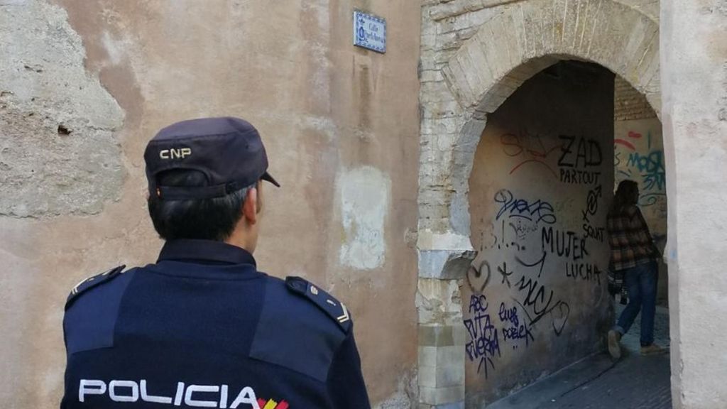 Agente de la Policía Nacional en labores de vigilancia del patrimonio