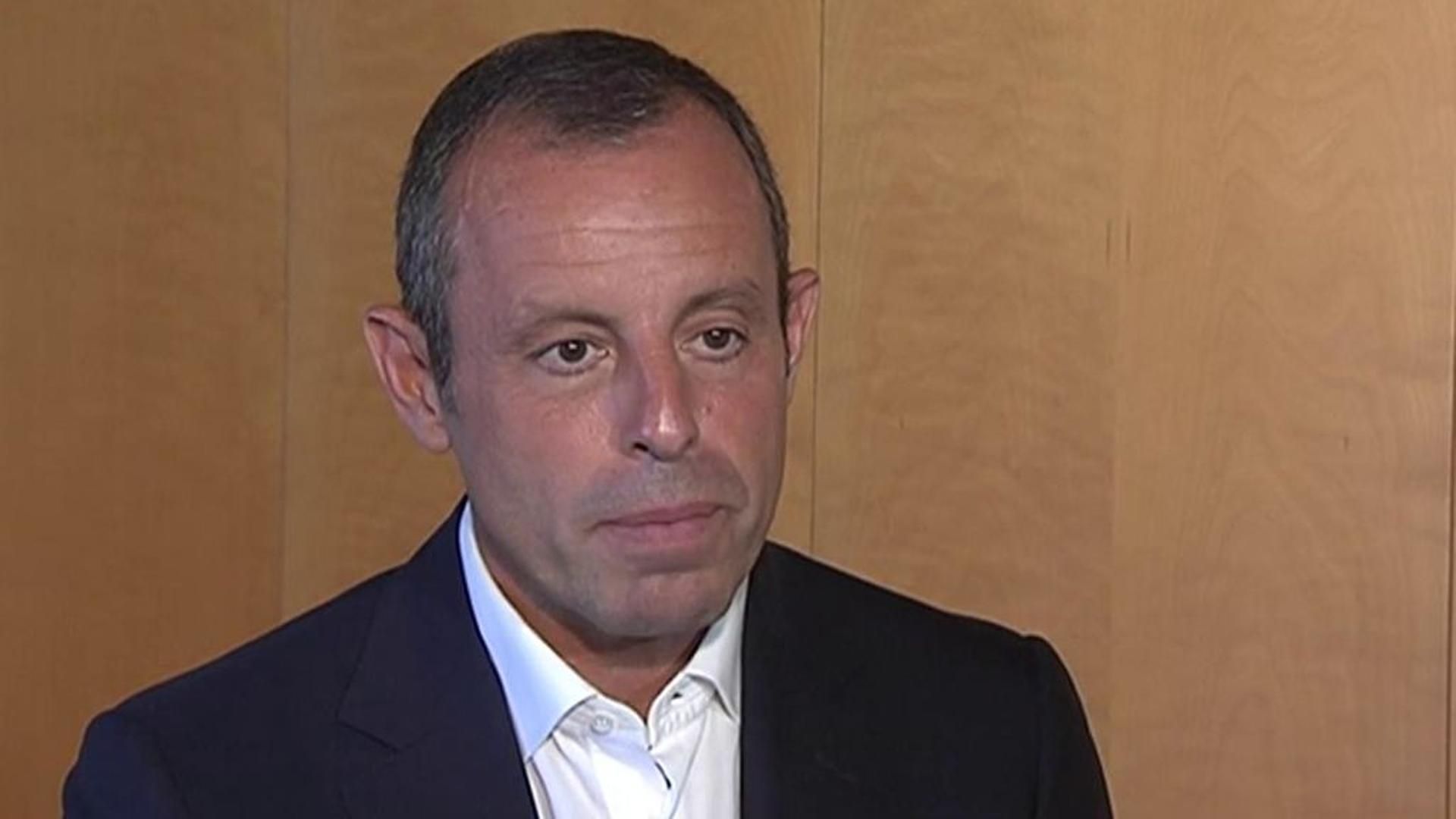 Sandro Rosell, durante la entrevista en Mediaset.
