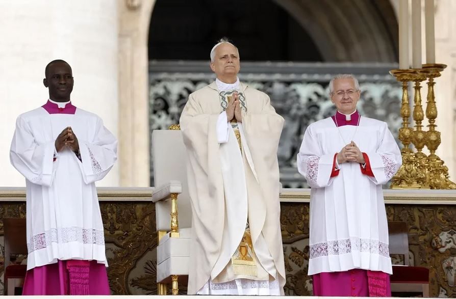 El papa, durante la misa de inicio de pontificado