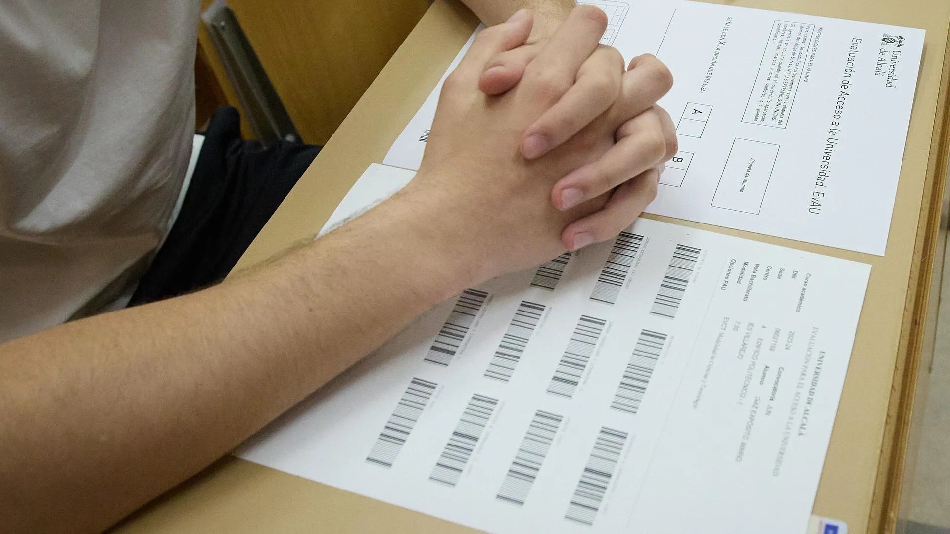 Un estudiante antes de empezar un examen