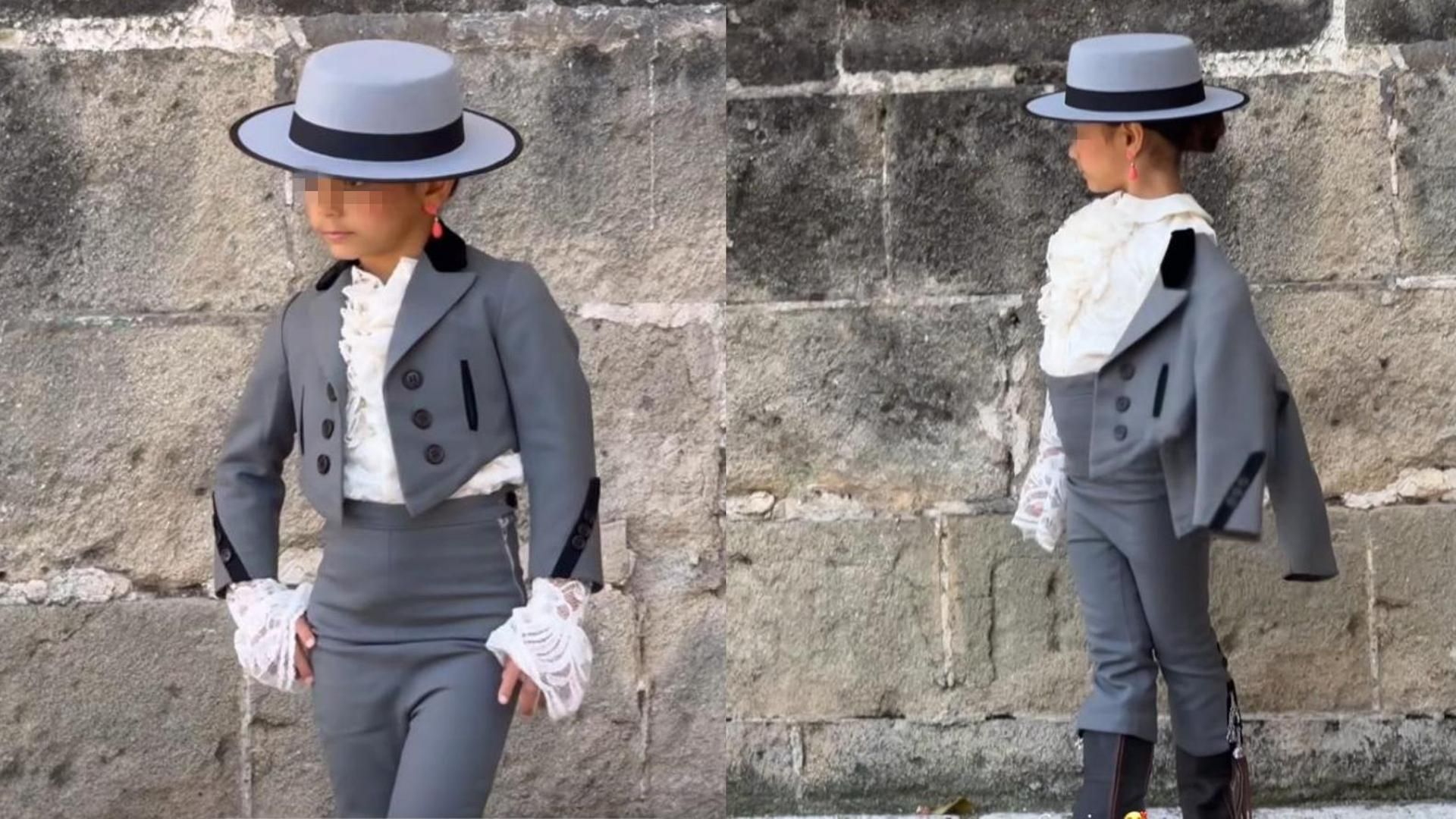 Jimena, la hija de Alma Bollo y Juan José Peña, luce el mismo traje 57 años después en la Feria del Caballo de Jerez