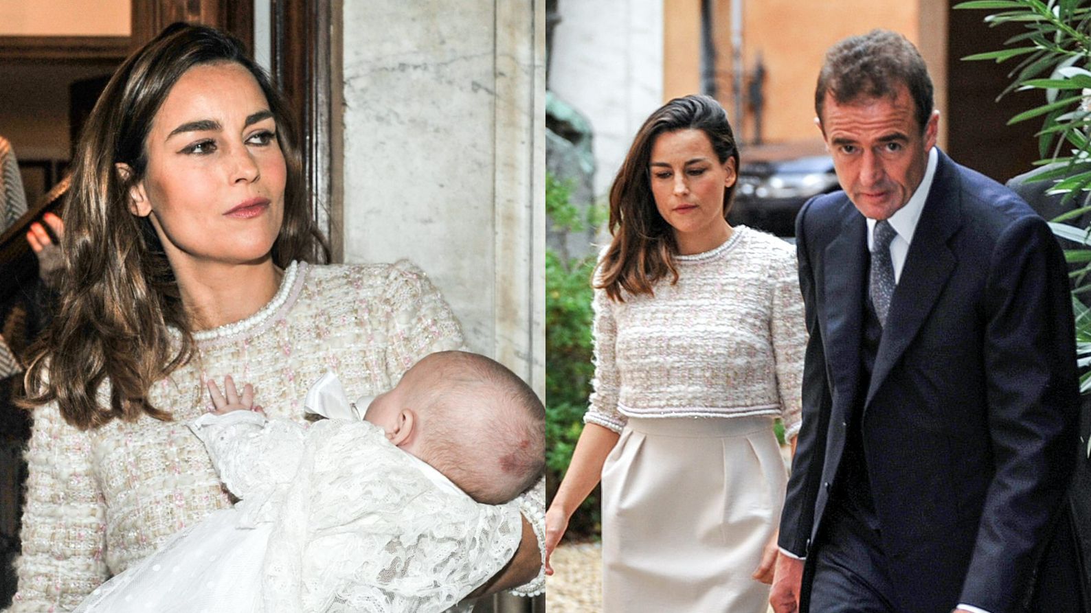 María Palacios y Alessandro Lequio el día del bautizo de Ena
