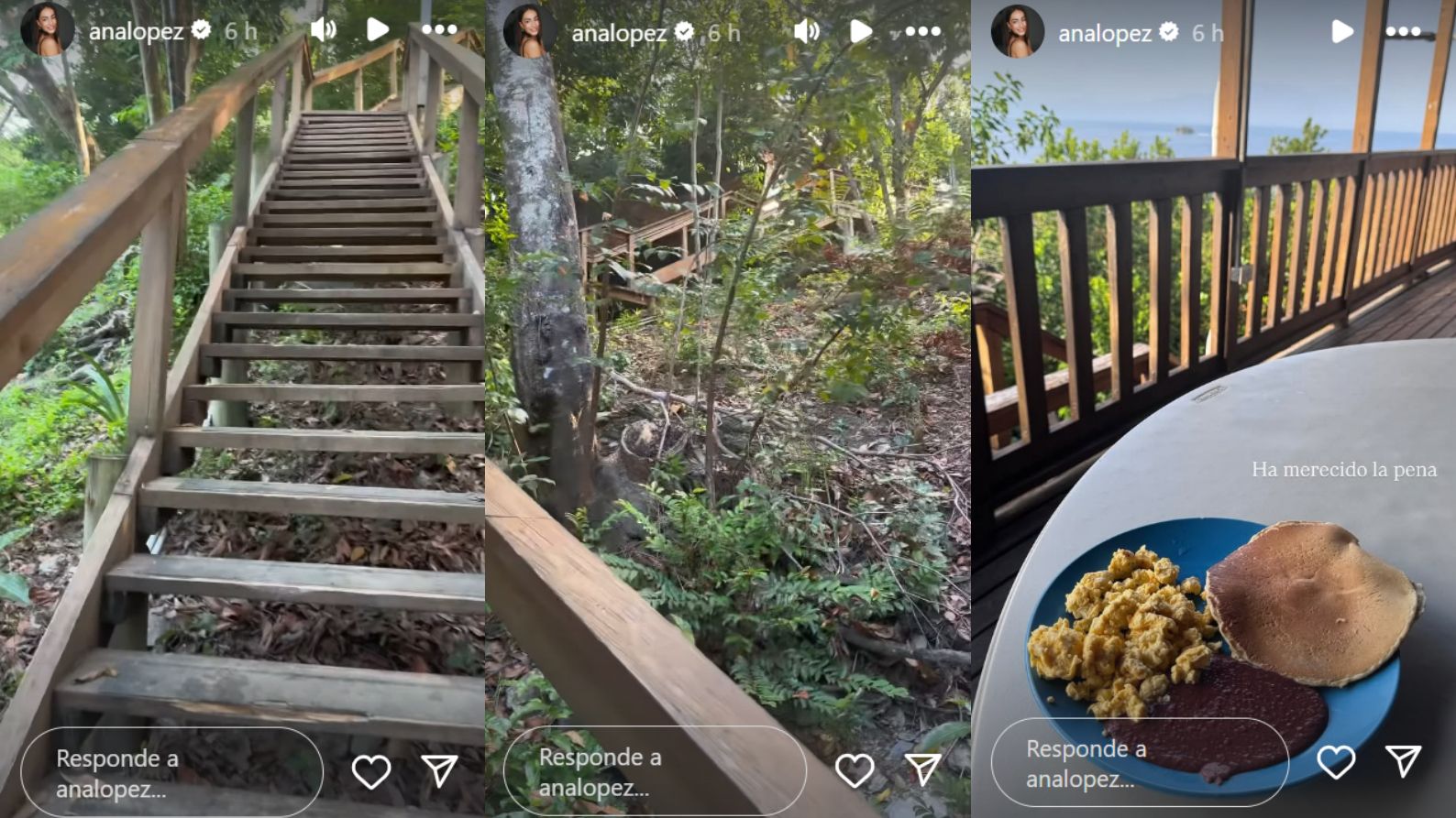 Ana muestra las numerosas escaleras que tiene que subir para llegar a por el desayuno