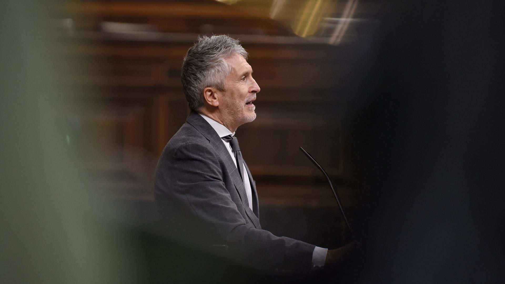 El ministro de Interior, Fernando Grande-Marlaska, durante el pleno en el Congreso de los Diputados