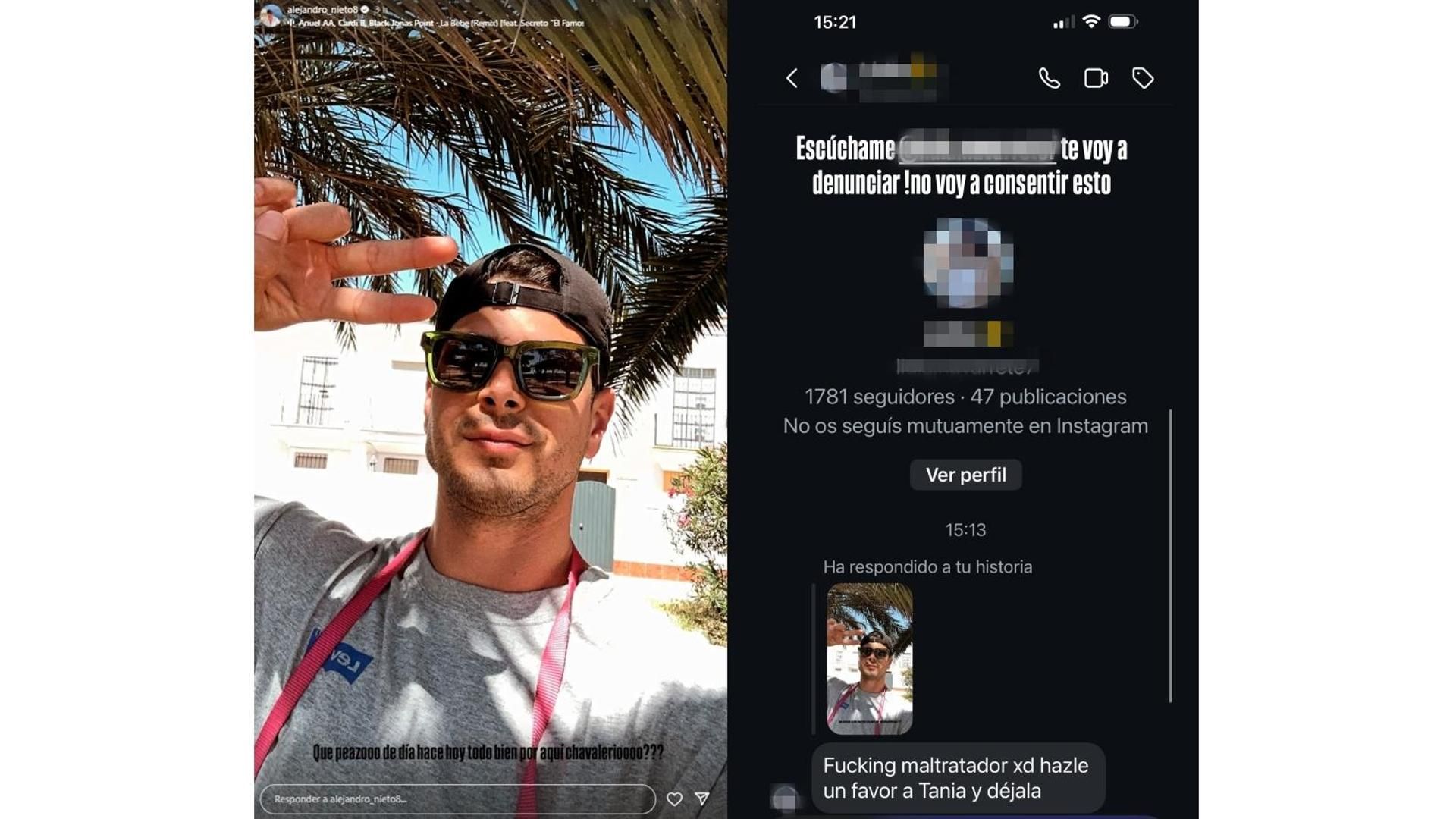 Alejandro Nieto explota tras recibir un comentario llamándole "maltratador"