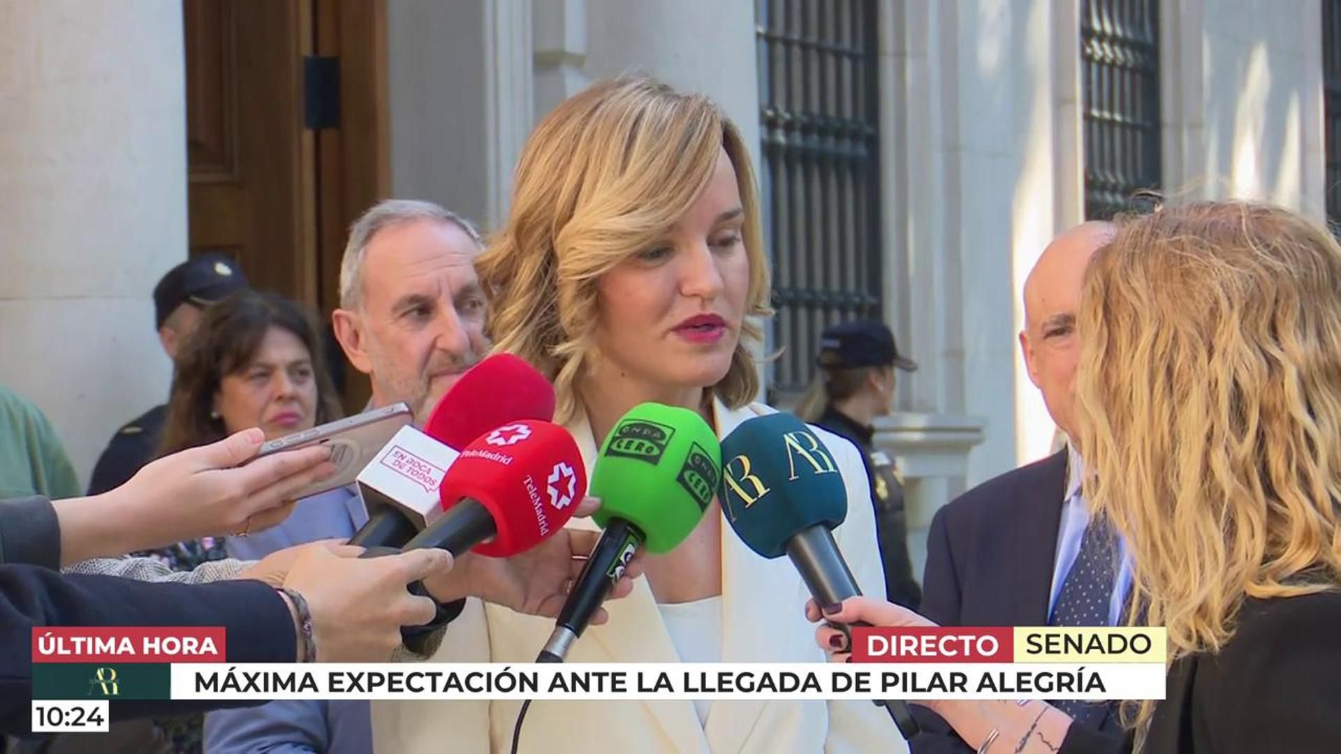 La llegada de Pilar alegría al Senado: "Voy a emprender acciones legales"