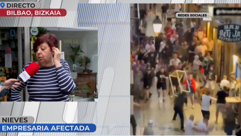 La propietaria de una tienda arrasada por los hooligans en Bilbao: "De una patada reventaron el escaparate"