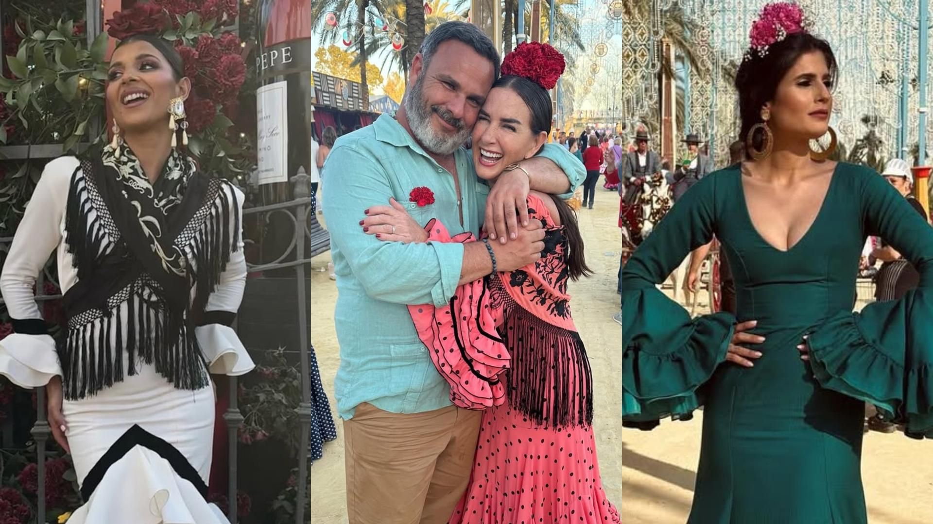 Aguasantas Vilches, Ángel León con Belén López y María 'La Jerezana', en un montaje de fotos