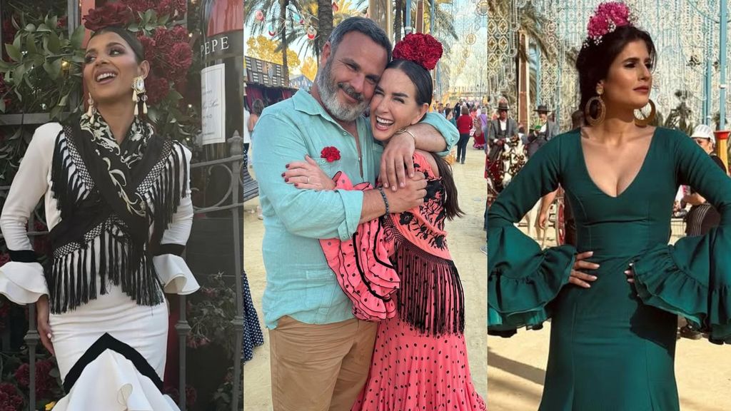 Aguasantas Vilches, Ángel León con Belén López y María 'La Jerezana', en un montaje de fotos