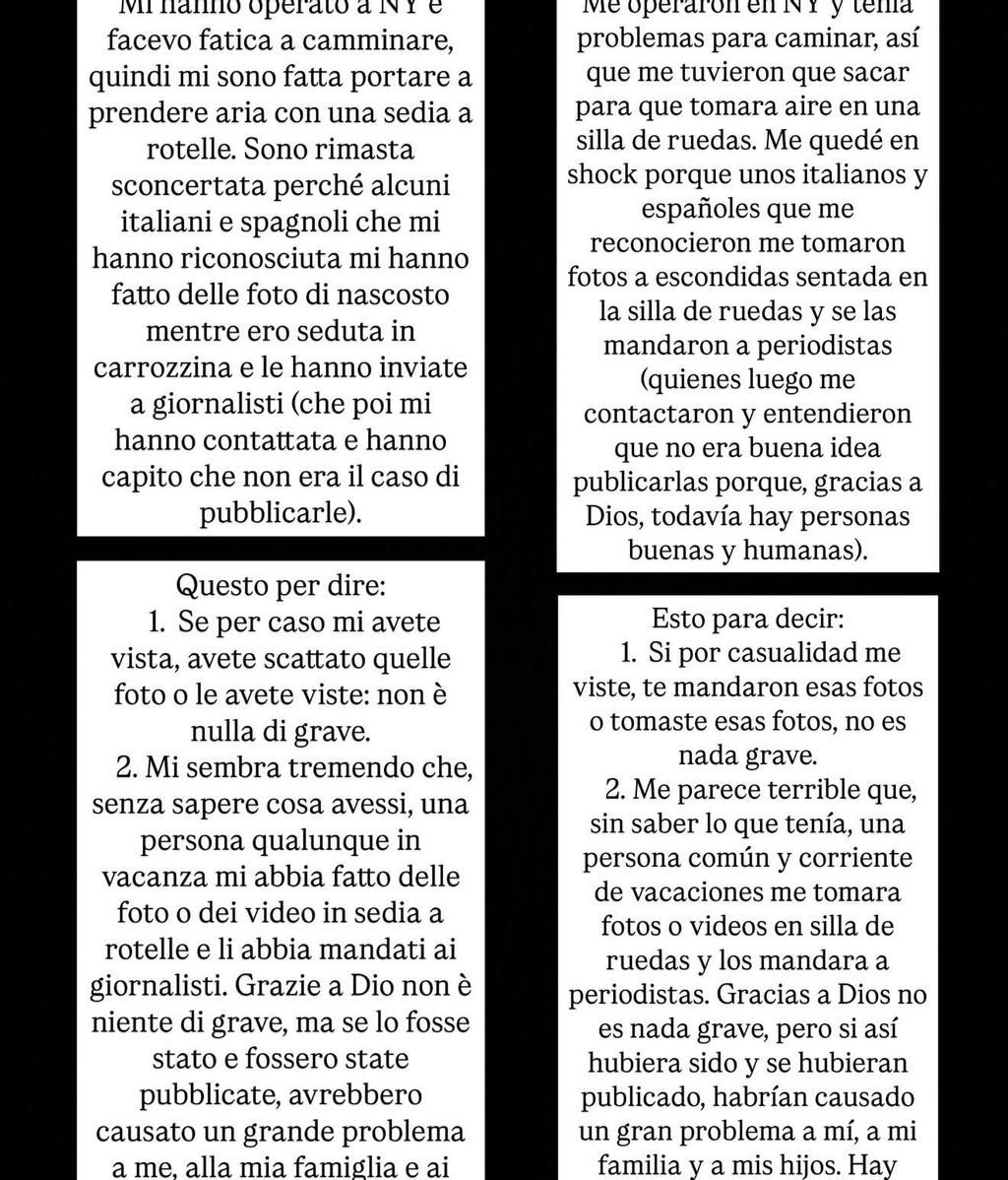 El enfado de Alice Campello tras ser fotografiada en silla de ruedas