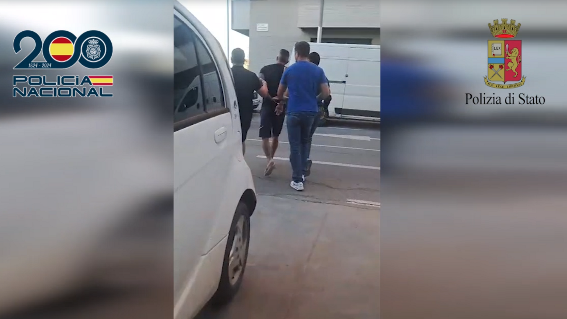 Momento de la detención de uno de los fugitivos en Málaga