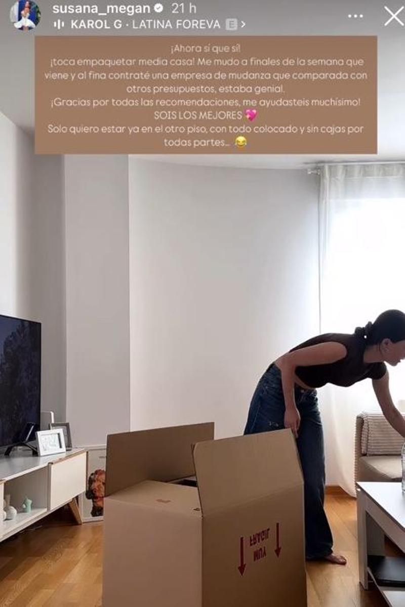 Susana Megan se despide de su antigua casa en plena mudanza