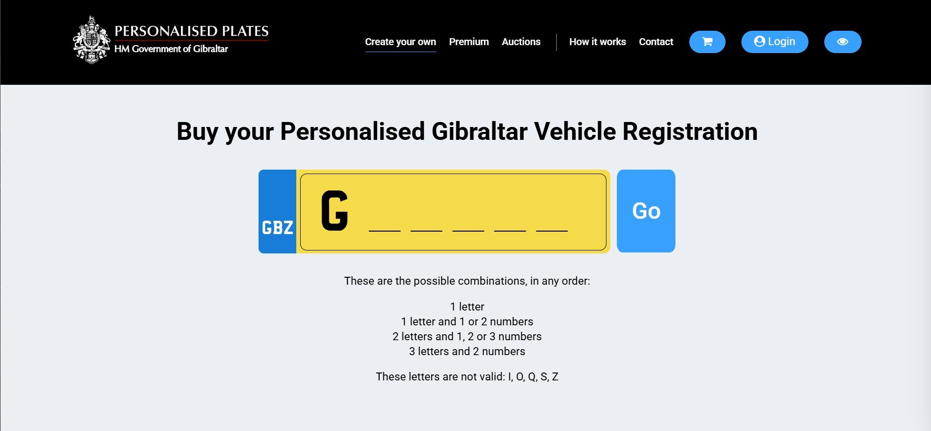Esta es la web donde, si vives en Gibraltar, puedes conseguir tu matrícula personalizada.