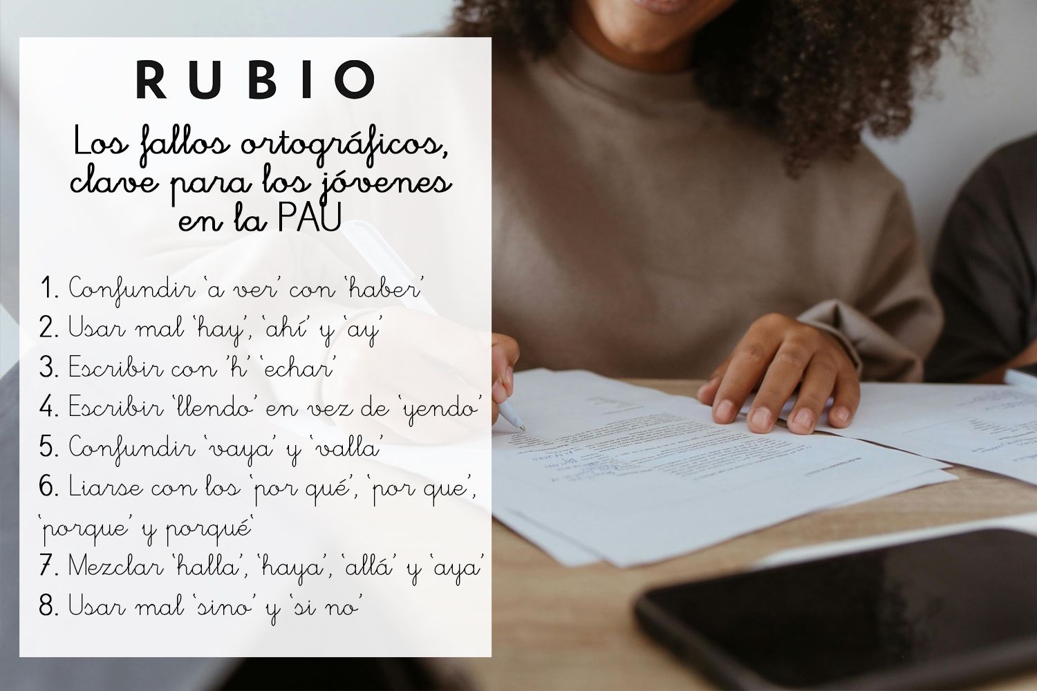 Las faltas de ortografía más comunes