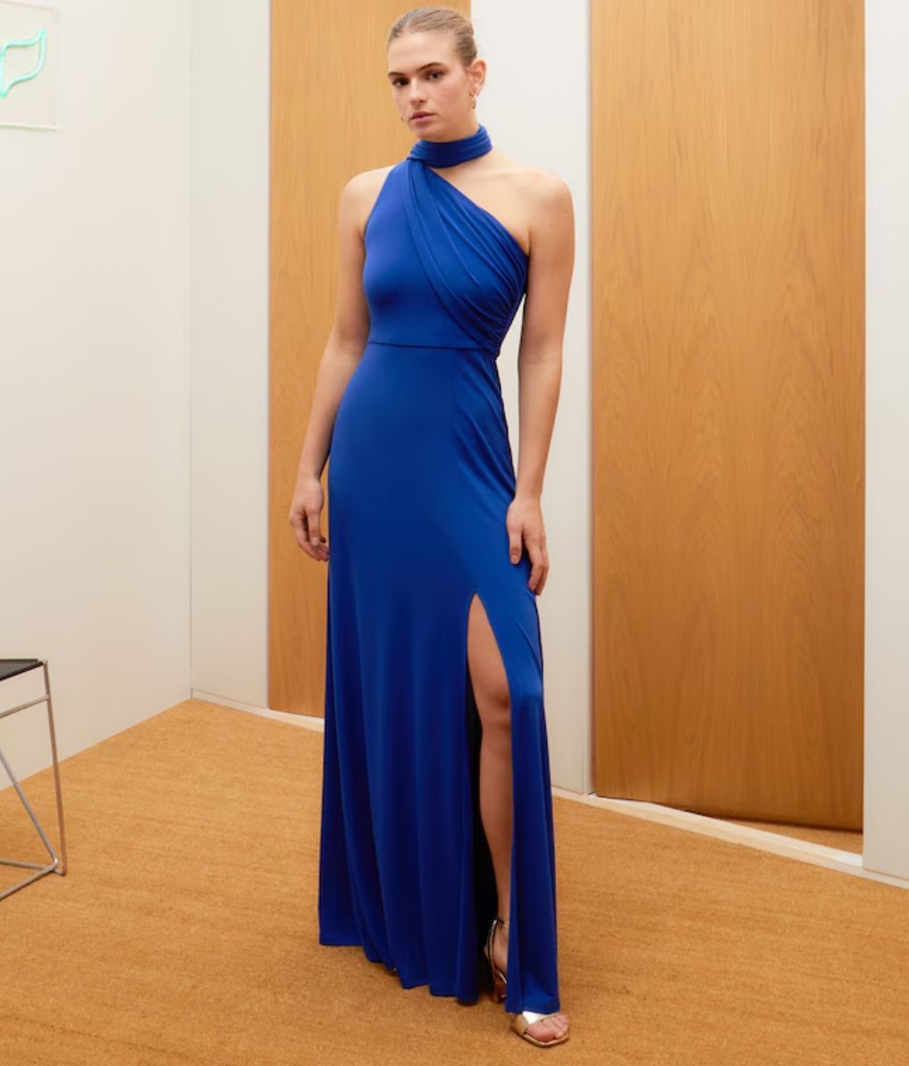 Vestido asimétrico con choker de Green Coast