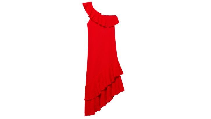Vestido asimétrico con volantes