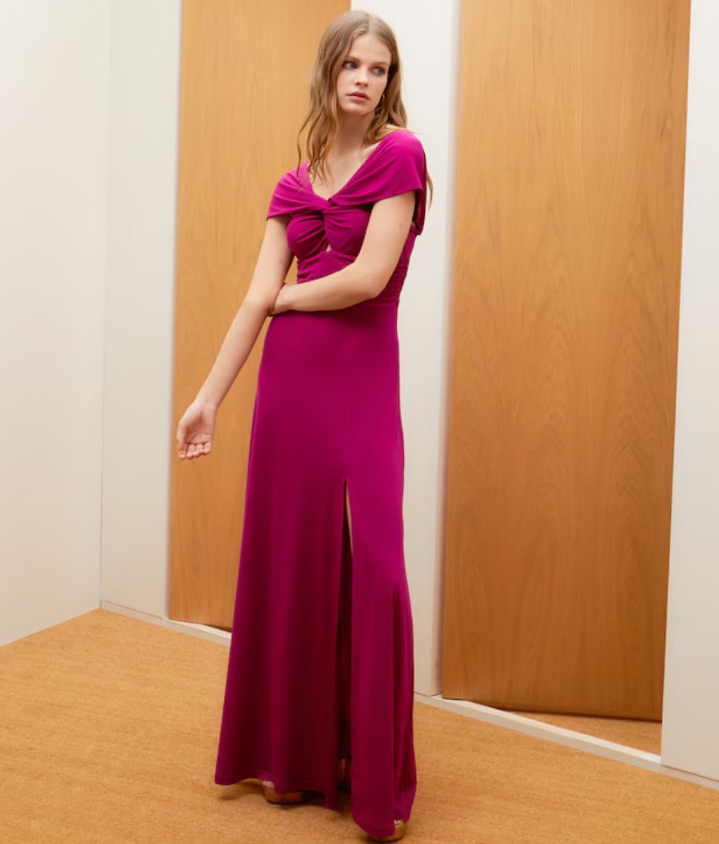 Vestido drapeado con cut-out de Green Coast