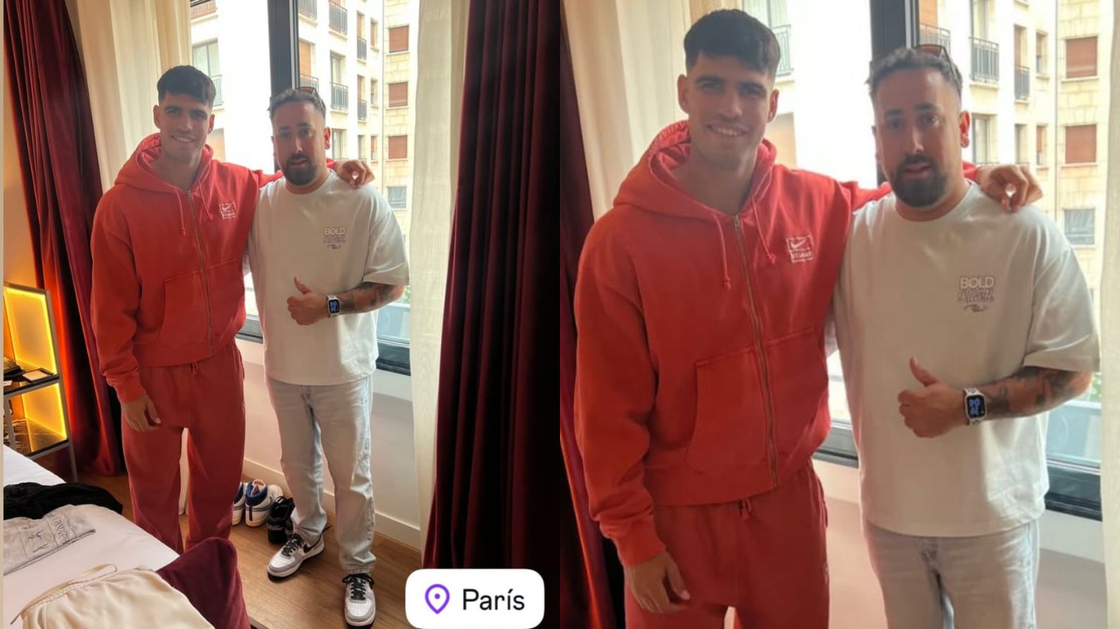 Carlos Alcaraz y su peluquero, en París