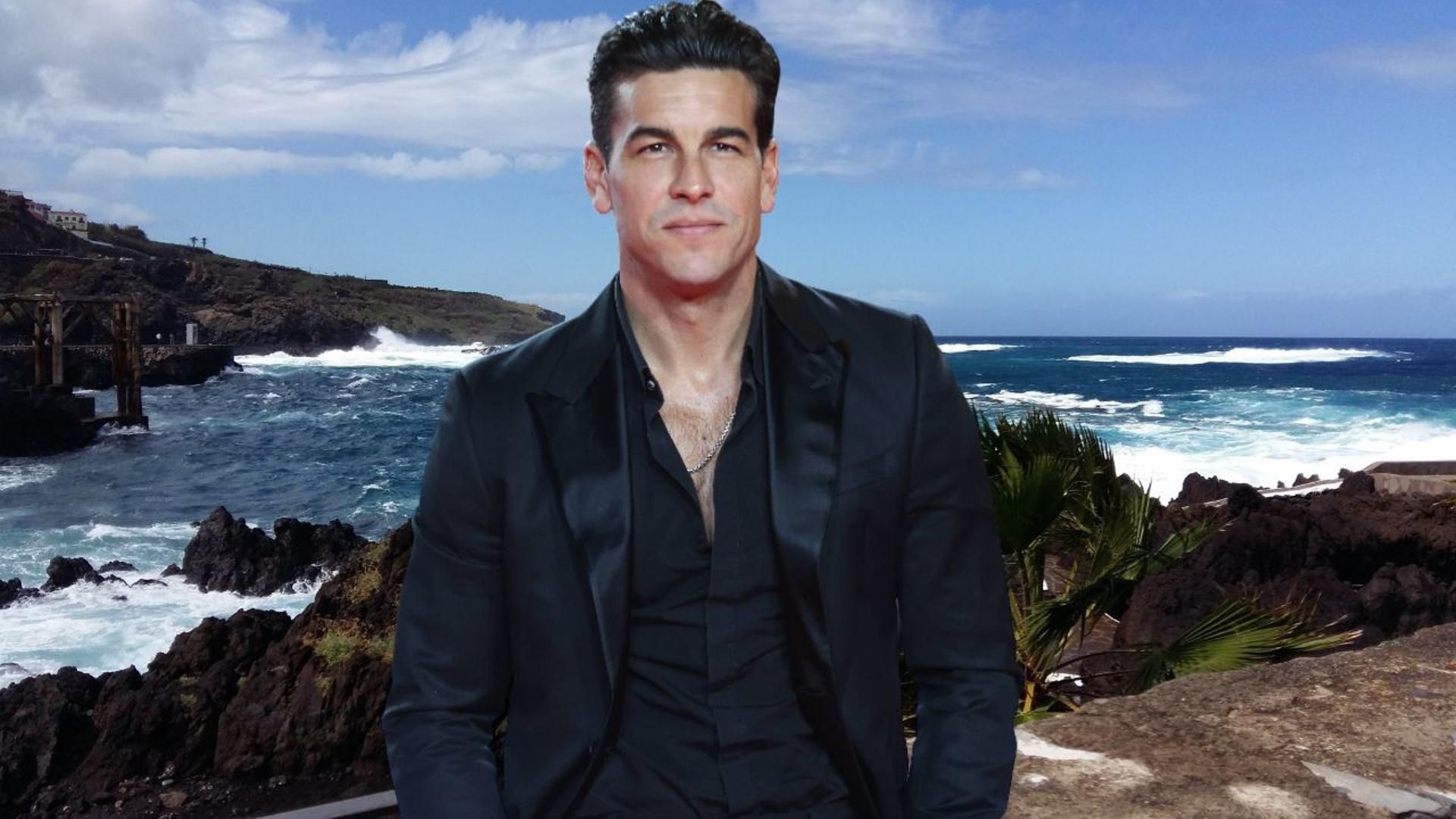 Fotomontaje de Mario Casas y el litoral del pueblo canario Fotomontaje de Mario Casas y el litoral del pueblo canario