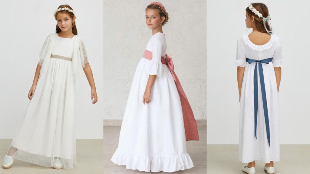 Vestidos de Primera Comunión, en un montaje de fotos