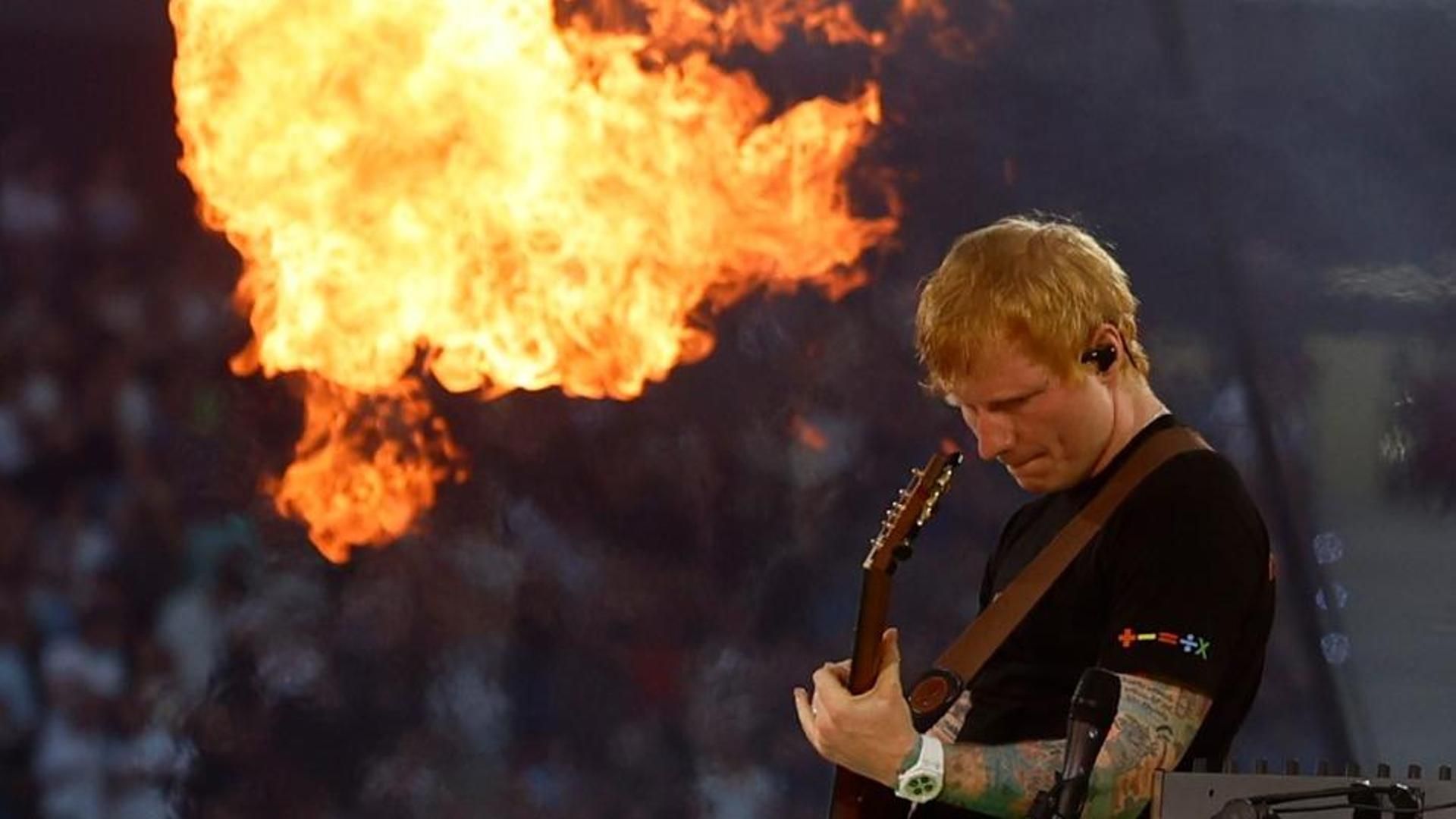 Ed Sheeran actuando en su concierto en el estadio Metropolitano de Madrid