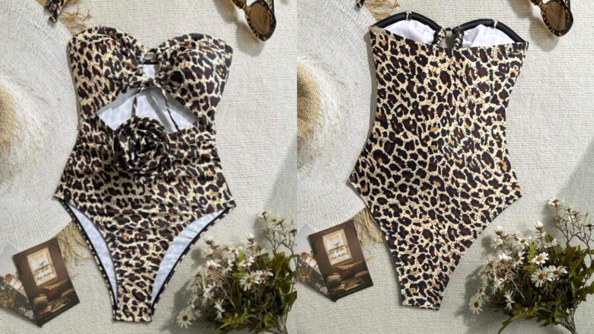 Bañador de leopardo de Shein, en un montaje de fotos