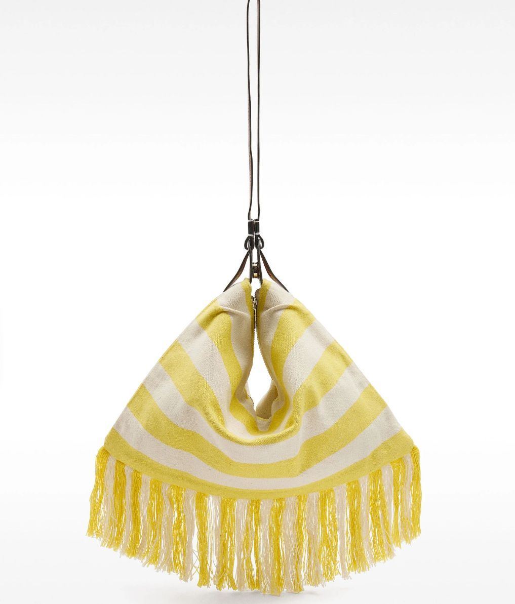 Bolso de hombro de algodón a rayas