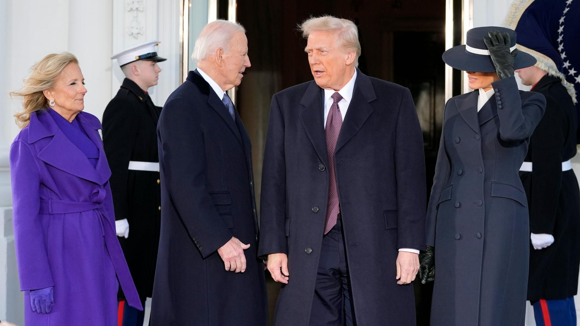 Jill y Joe Biden y Melania y Donald Trump este 20 de enero.