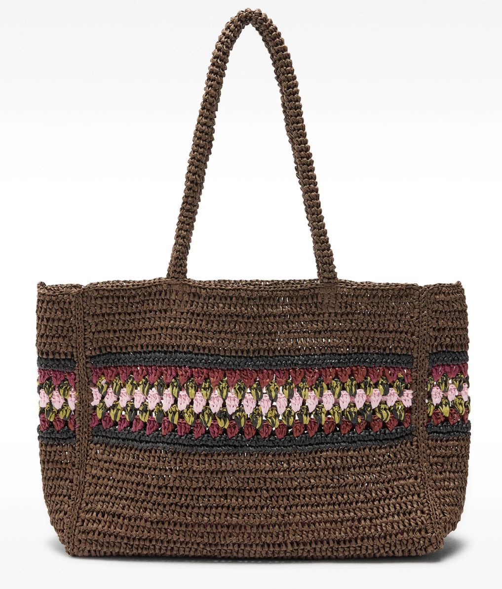 Shopper de rafia con detalle trenzado