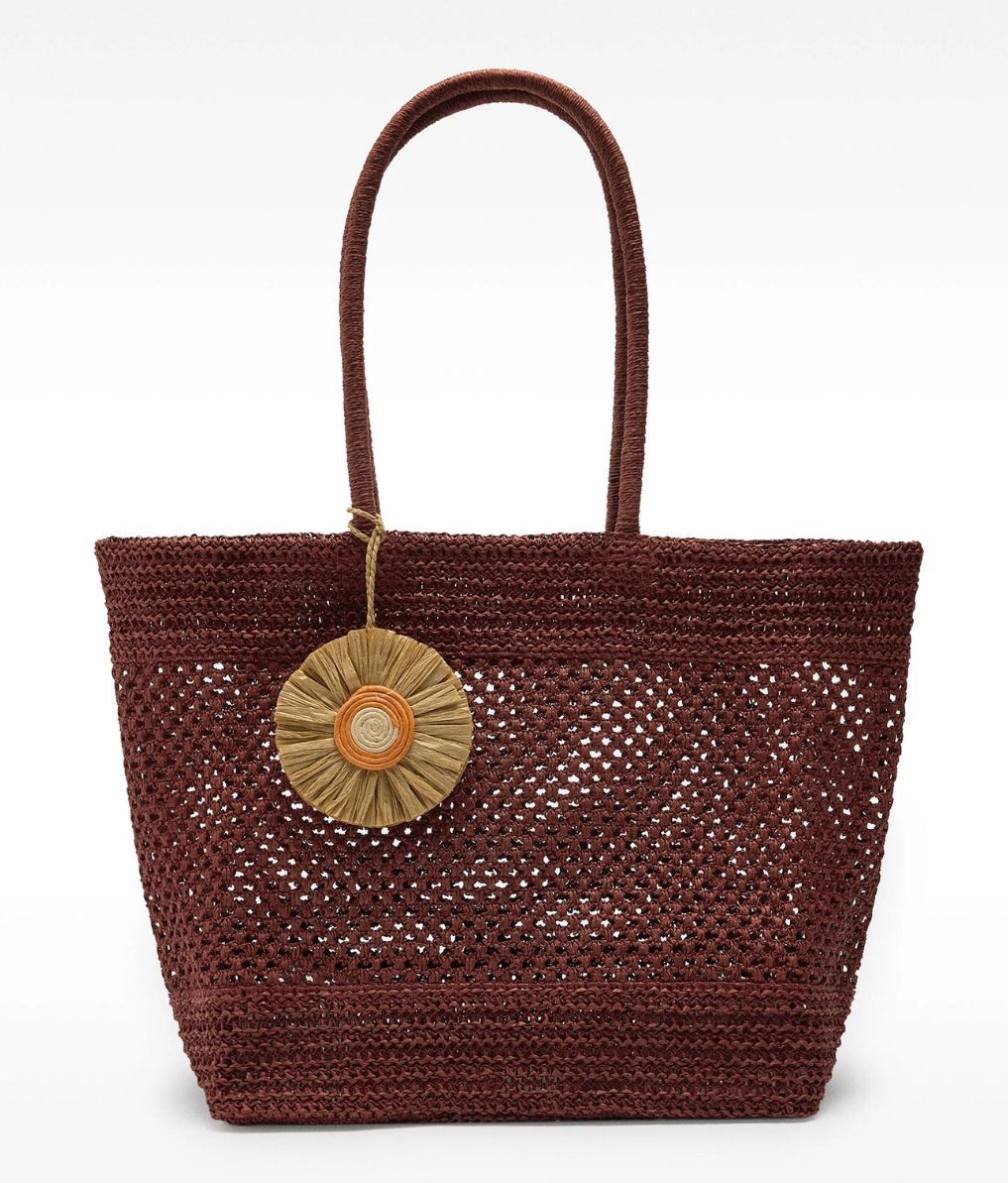 Shopper efecto rafia con colgante