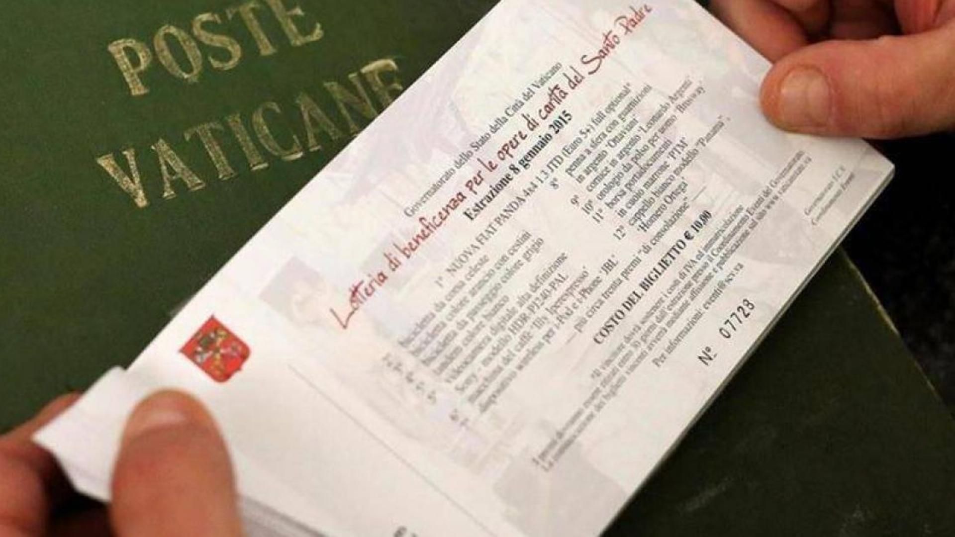 Una participación en la lotería  de la beneficencia del Vaticano