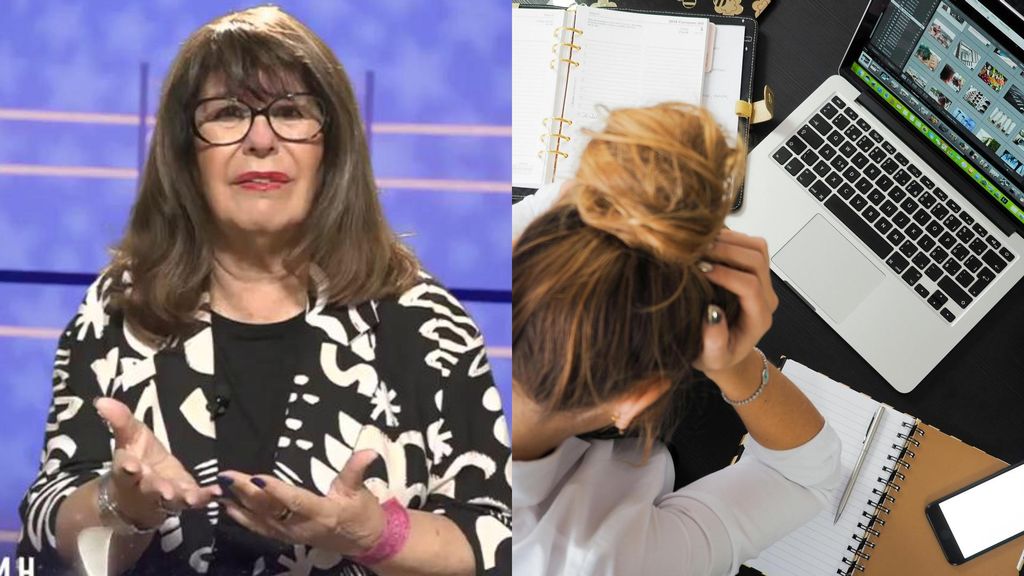 Esperanza Gracia y chica estudiando, en un montaje de fotos