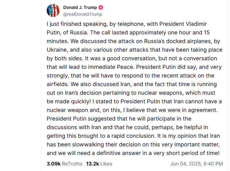 La conversación telefónica entre Donald Trump y Putin: “Fue buena, pero no conduce a la paz"