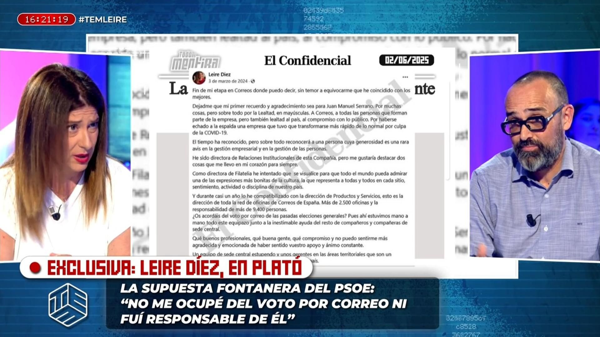 Risto Mejide, a Leire Díez: “O estuviste muy desacertada o no te interesa decir que tuviste algo que ver con el voto por correo”