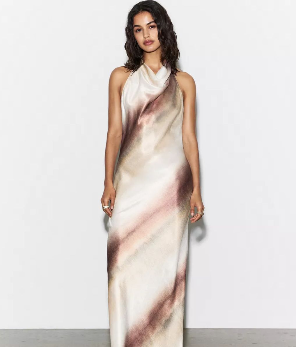 Vestido midi halter satinado – Pull&Bear