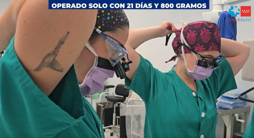 Cirujanas pediátricas de Madrid corrigen en Burgos una malformación en el corazón de un bebé prematuro de 800 gramos