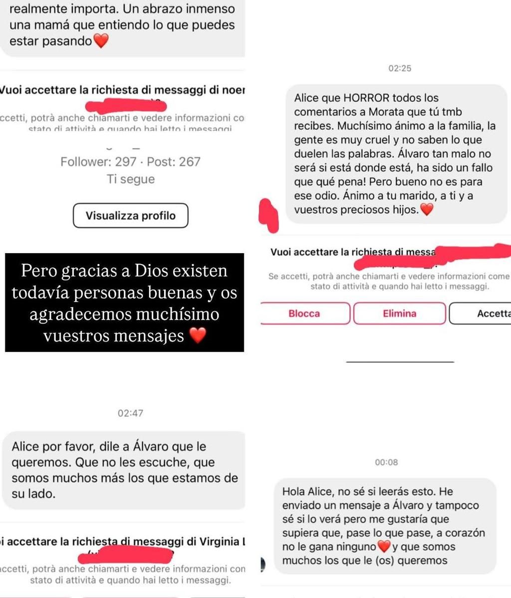 Alice Campello agradece los mensajes de ánimo a Morata