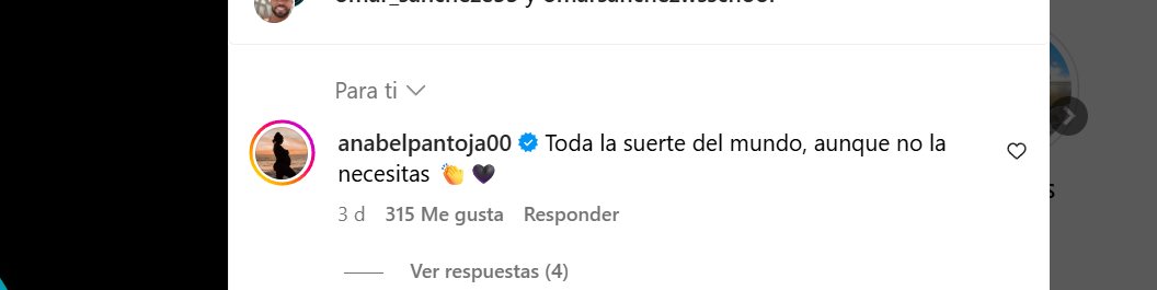 El comentario de Anabel Pantoja en una publicación de Omar Sánchez