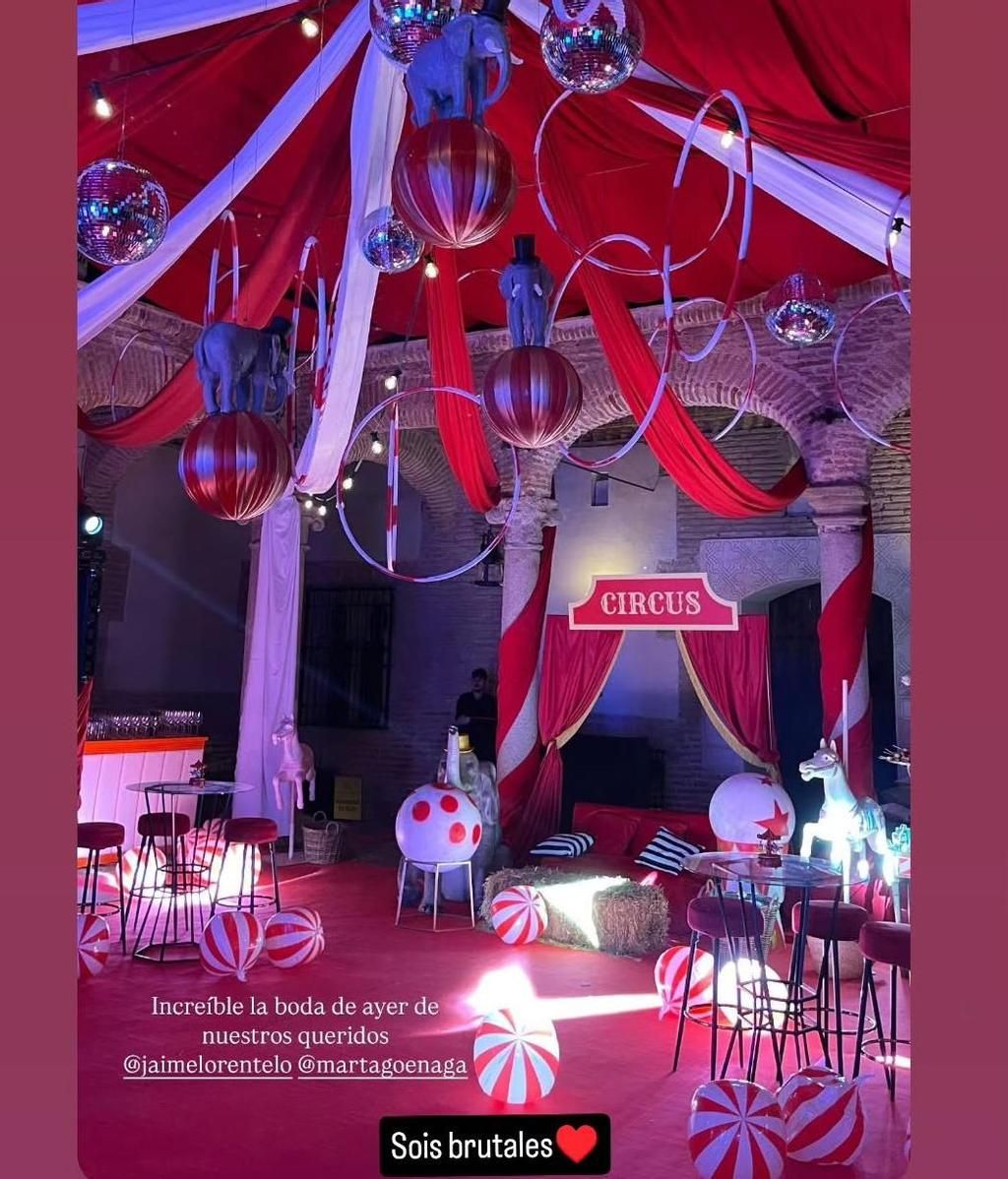 La temática de circo de la boda de Jaime Lorente y Marta Goenaga