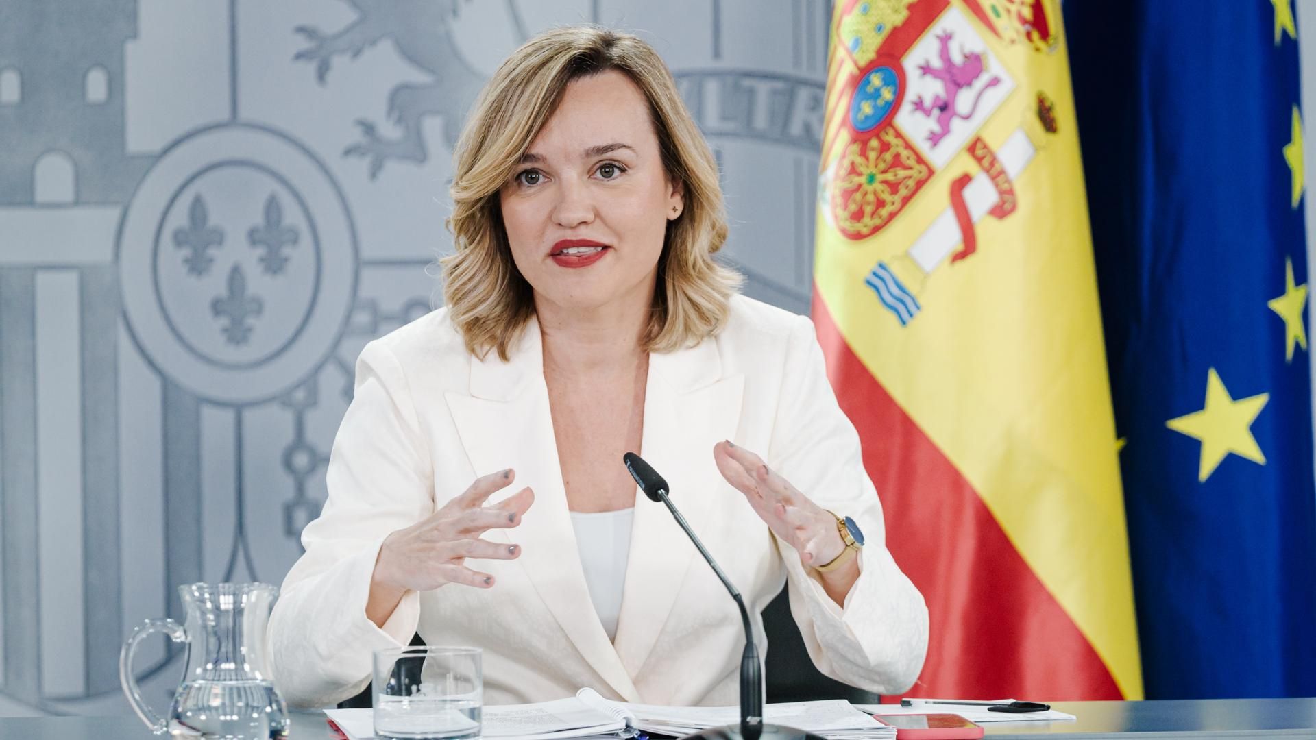 La ministra Portavoz, de Educación, Formación Profesional y Deportes, Pilar Alegría, durante una rueda de prensa posterior a la reunión del Consejo de Ministros