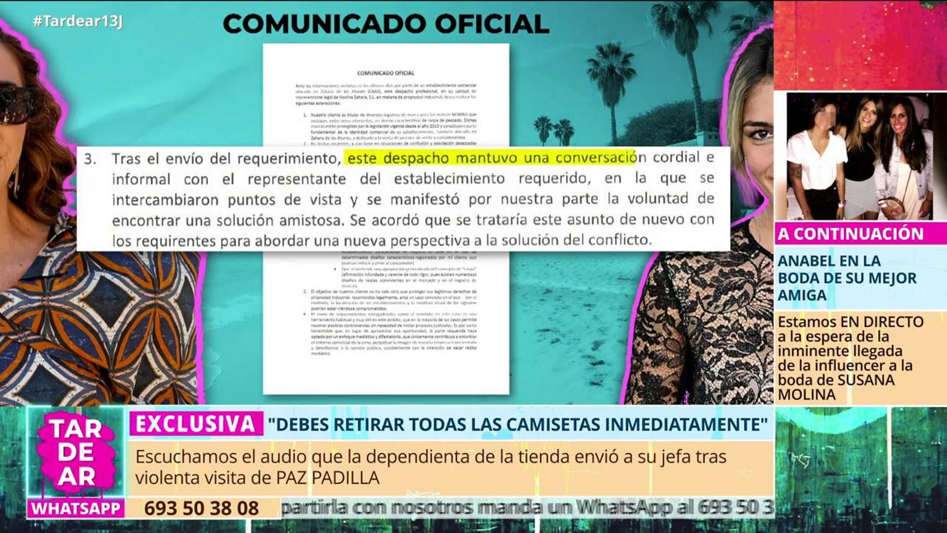 El comunicado de los abogados de Paz Padilla
