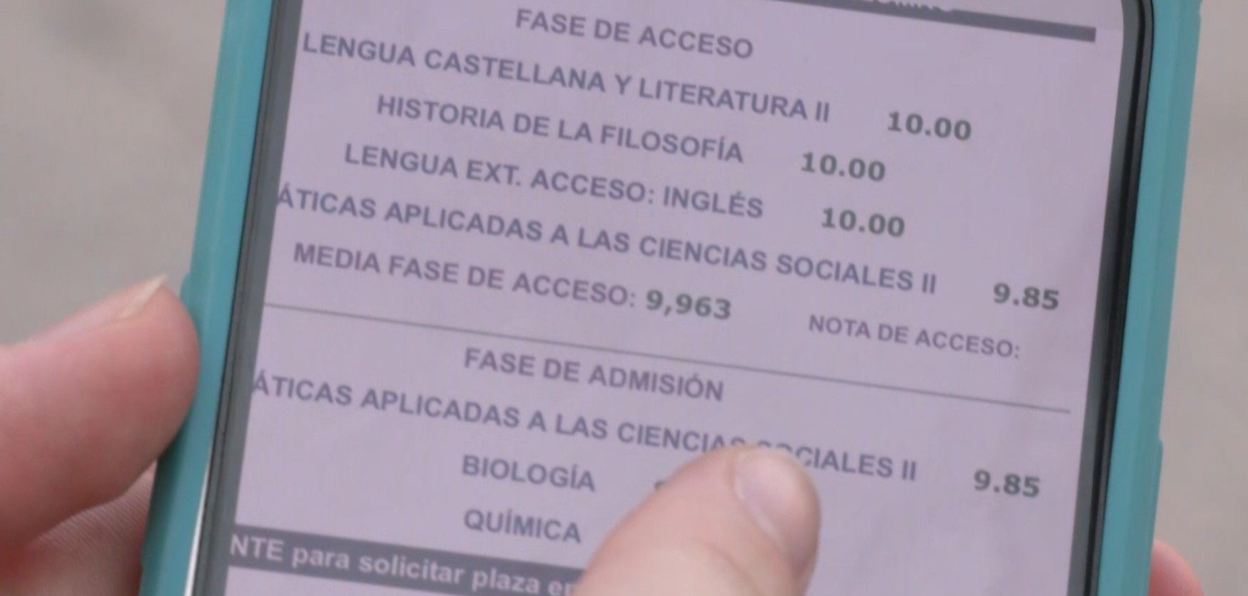 Notas PAU mejor alumna de Granada