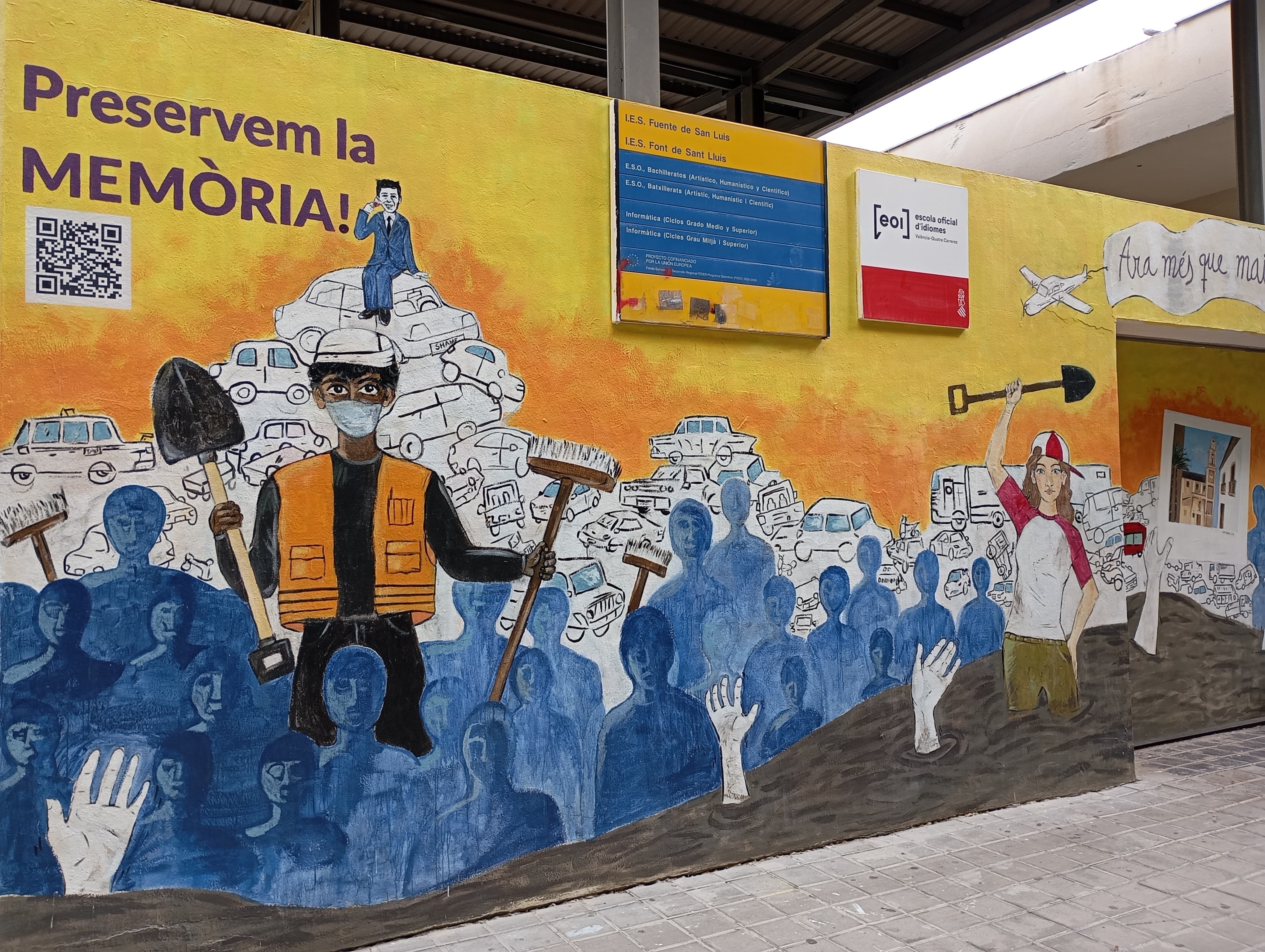 Un instituto valenciano inaugura un mural en homenaje a la dana hecho por sus alumnos