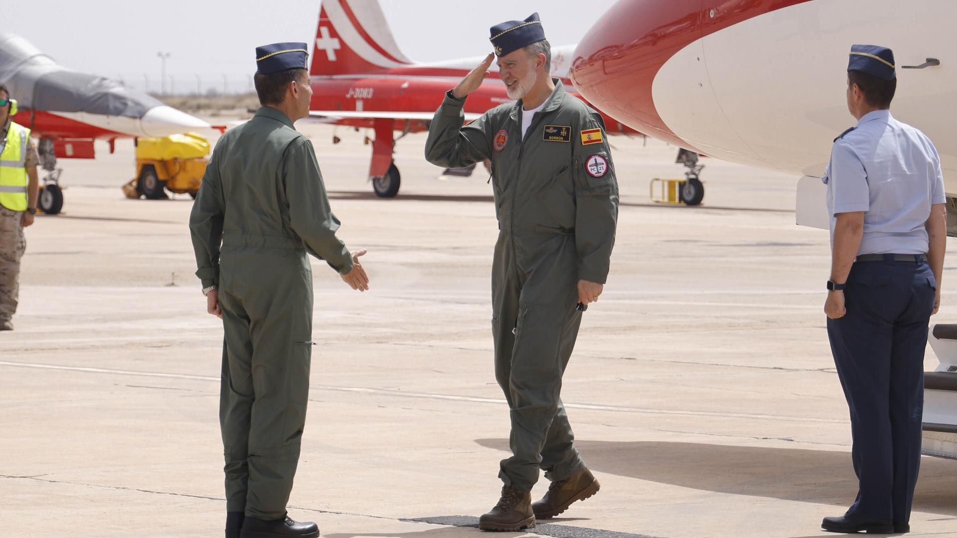 El rey Felipe VI a su llegada a la Academia General del Aire y del Espacio (AGA), a 14 de junio de 2025, en San Javier