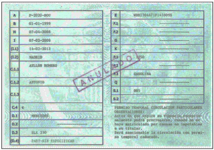 Permiso temporal de circulación