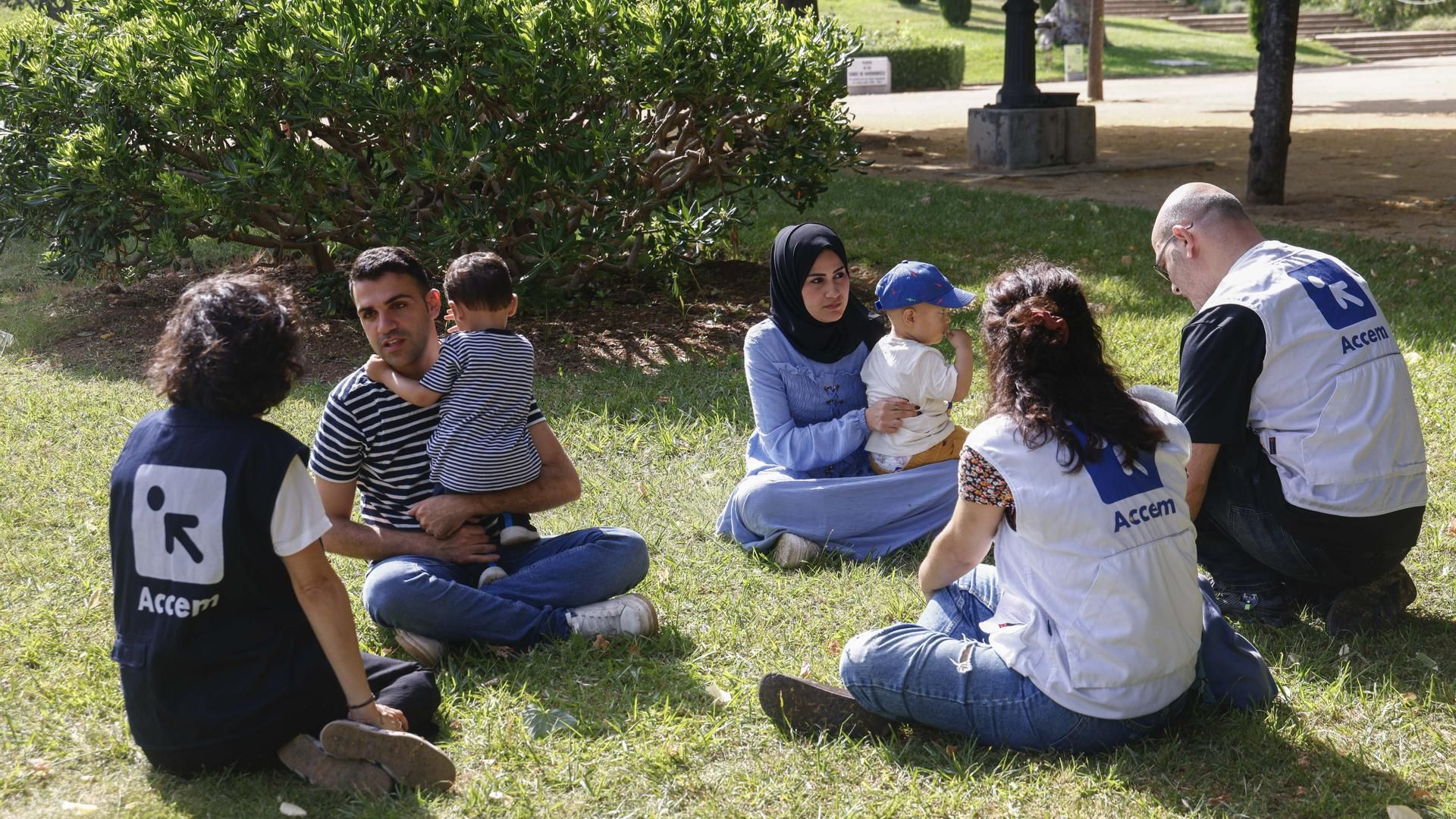 Familias de gazatíes refugiados en España